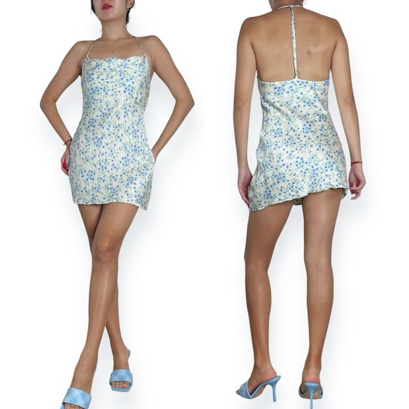 Zara Pastel Floral Cowl Neck Mini Slip Dress Fits XS-S - Picture 11 of 16